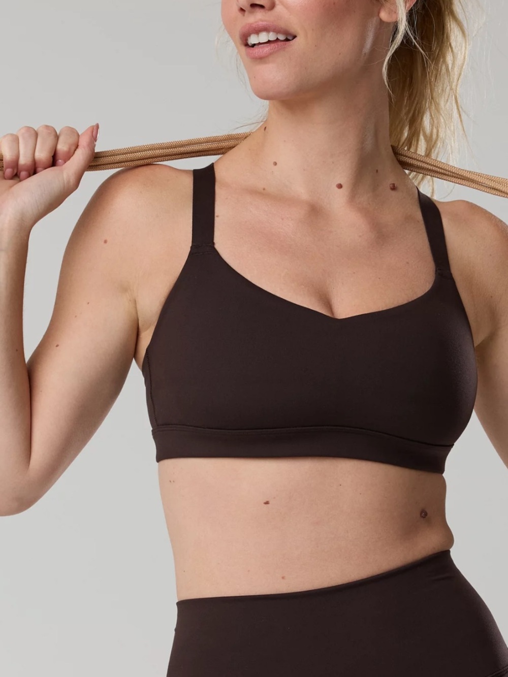 Aerie OFFLINE The Hugger Sweetheart Sports Bra - Deep Earth Brown Medium